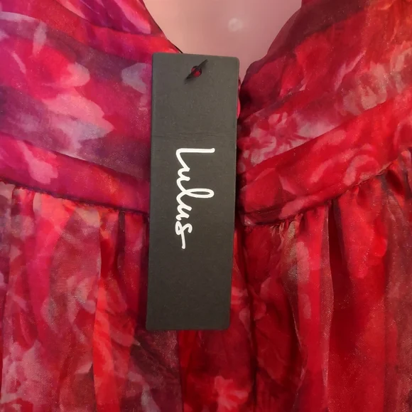 Lulu's Romance That Wows Magenta Floral Print Organza Maxi Dress - Picture 13 of 14